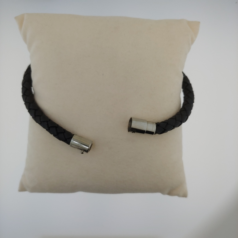 Stainless Steel And Leather Men's Braclet